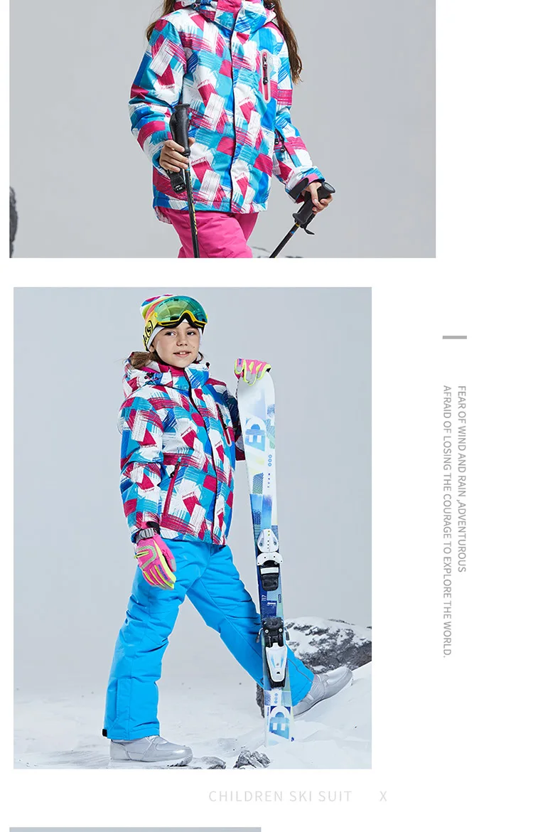 Winter Waterproof Childrens Ski Suits Girl Winter Ski Set Waterproof