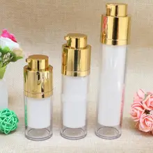 100 шт. 50 мл высококачественные золотистые шорты напор насоса вращающийся косметические бутылки, двойной подъемный Вакуумный пакет для хранения бутылка, бутылка для лосьона+ заказ в соответствии со списком