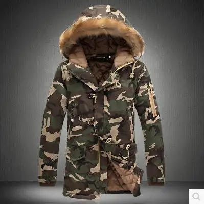 Winter Jacket Men Hot Sale Camouflage Army Thick Warm Coat Men's Parka Coat Male Fashion Hooded Parkas Men S-5XL Plus Size - Color: Green