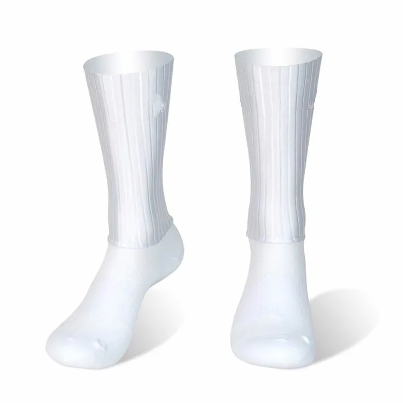 Новые Нескользящие бесшовные силиконовые носки для езды на велосипеде встроенный джойстик высокотехнологичных велосипед Aero Велосипедный спорт на открытом воздухе спортивные носки - Цвет: White