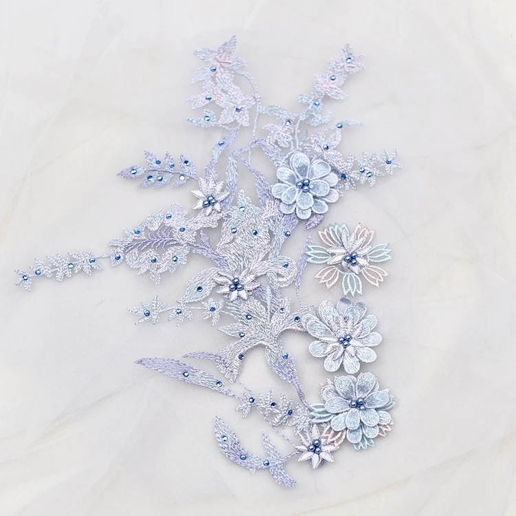 3D цветок жемчужная вышивка кружевная лента для вечерней юбки Одежда Кружева Украшение воротника патч шитье на аксессуарах
