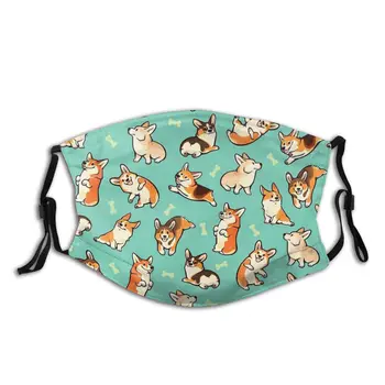 

Jolly Corgis In Green Reusable Face Mask with Filter Anti Haze Dust Mask Protection Cover Respirator Mouth Muffle