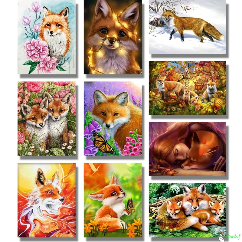 Diamond Painting Full Square Drill New Forest Foxes Handmade Embroidery Fox Mosaic Needlework Crafts Christmas | Дом и сад