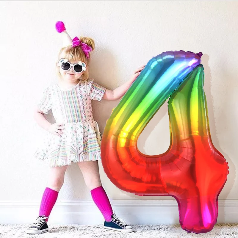 Balloons Unicorn Number-Foil Party-Decoration Gift Rainbow Happy-Birthday Wedding Kids
