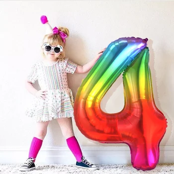 

40inch New Rainbow Number Foil Balloons Happy Birthday Wedding Party Decoration Adult Colorful Unicorn Balloons Kids Gift