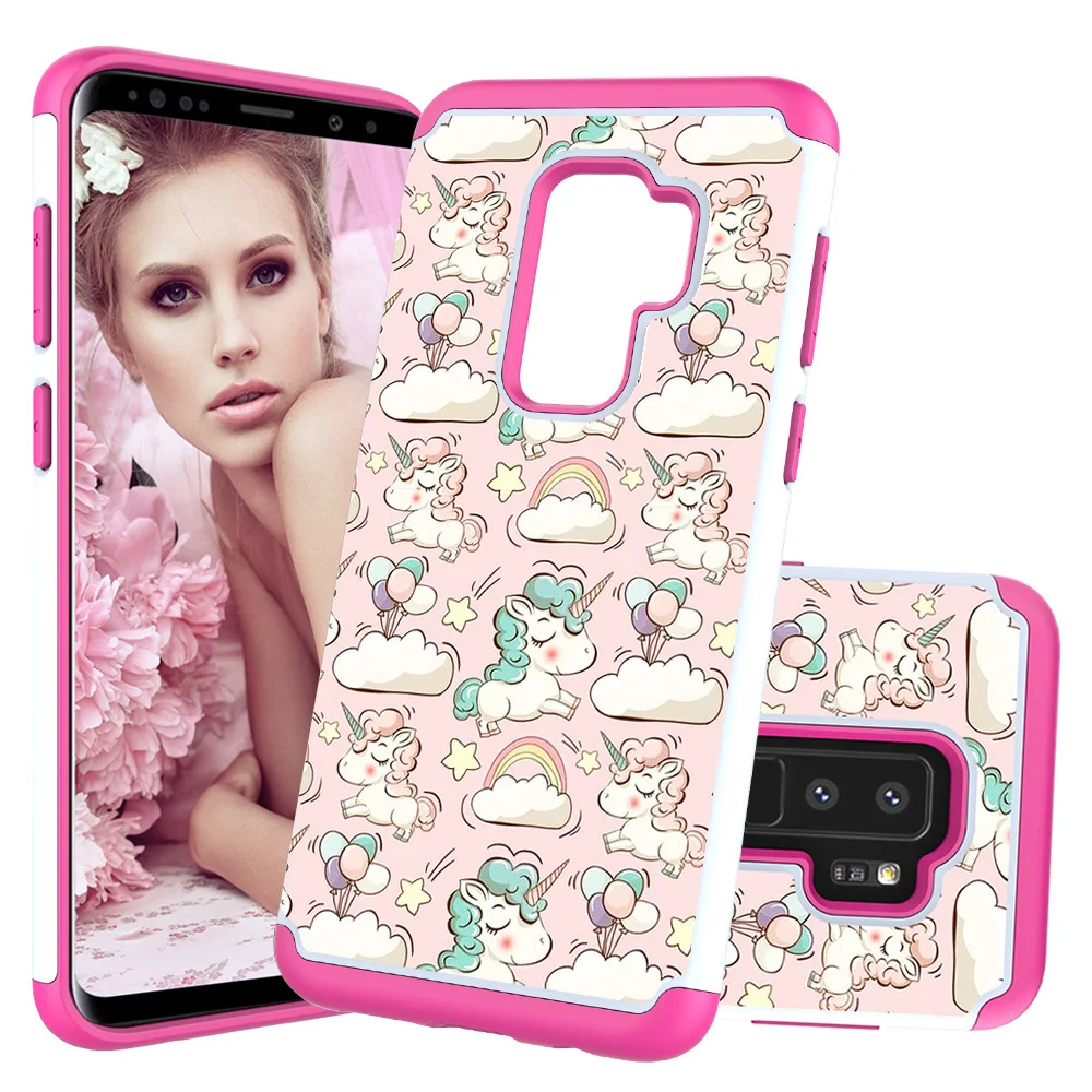 Милый цветной жесткий пластиковый чехол из ТПУ 2 в 1 для samsung S10 S10plus S9plus S8 S7 S7edge NOTE 9