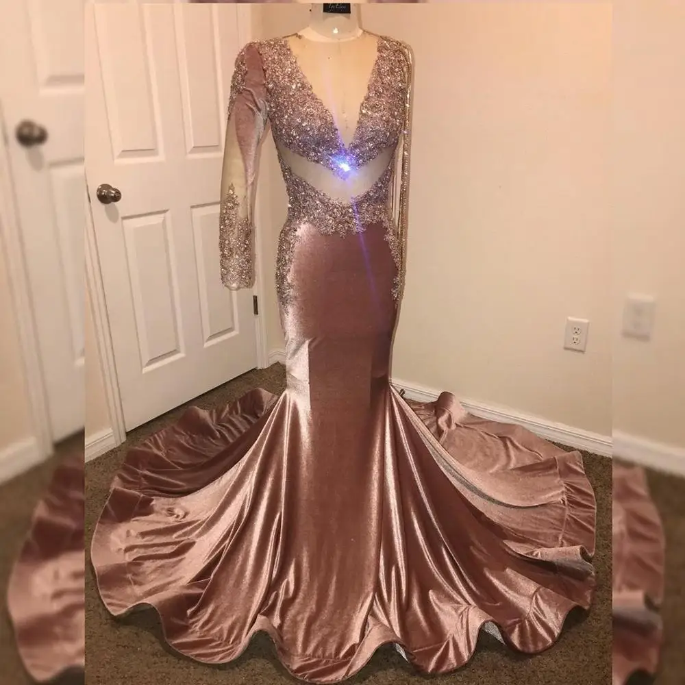 

Evening Dress 2020 Mermaid For Arabic Women Turkey in Dubai Pink Sequin Tassel Formal party long Night Prom Gowns Plus Size
