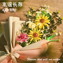 

Building Block Bouquet Diy Set Flowers Bouquet Building Blocks Garden Decoration Assembly Bricks Toys For Girls Adult Gifts