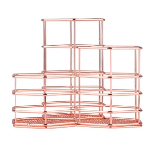 Rose Gold Металлическая ручка карандаш держатель многофункциональная настольная контейнер для хранения креативный Настольный органайзер комбинированные офисные аксессуары CL-2546 - Цвет: Rose Gold