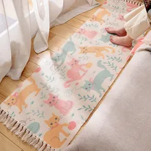 Cilected хлопчатобумажный ковер ручной работы, напольный коврик, простой домашний коврик с бахромой, нескользящий прикроватный коврик для спальни, украшение 60X180 см