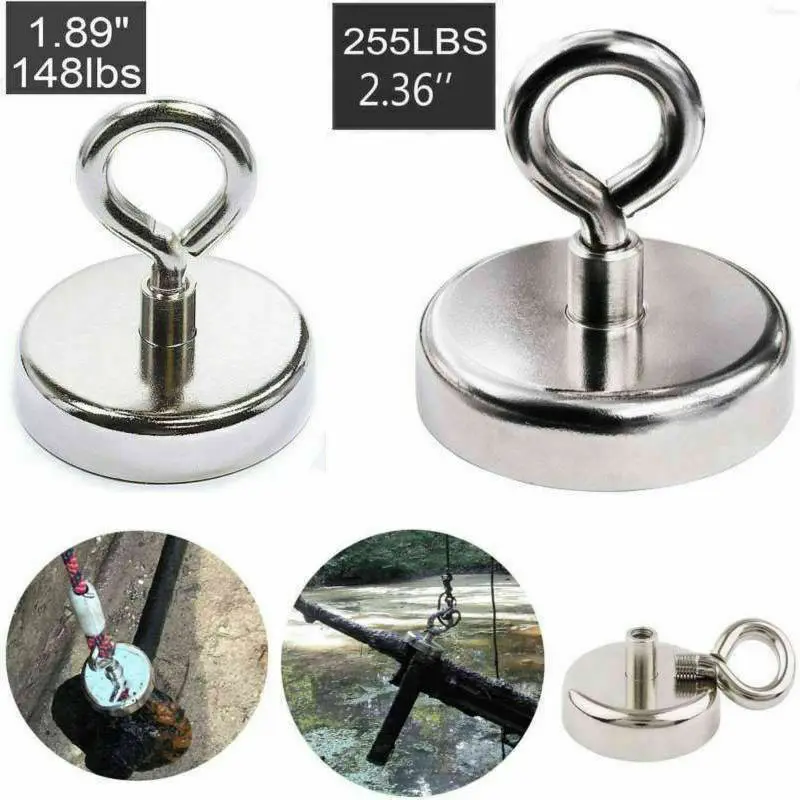 148LB Strong Magnetic Hook Heavy Duty Neodymium Magnet Round Fishing Hook Rescue 