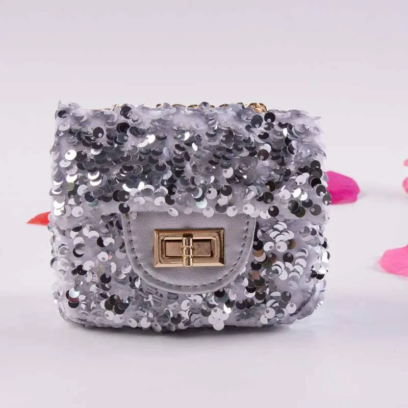 Baby Kids Sequin Crossbody Bag Mini Sliver Glitter Purse Handbags for Little Girls Trendy Quilted Sparkly Flap Shoulder Bag Pink (8)