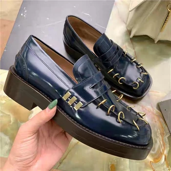 

Flats Oxford Feminino Sapato For Women Loafers Mujer Work Footwear Flat Slip On Office Shoes Ring Buckle Leather Shoes Woman