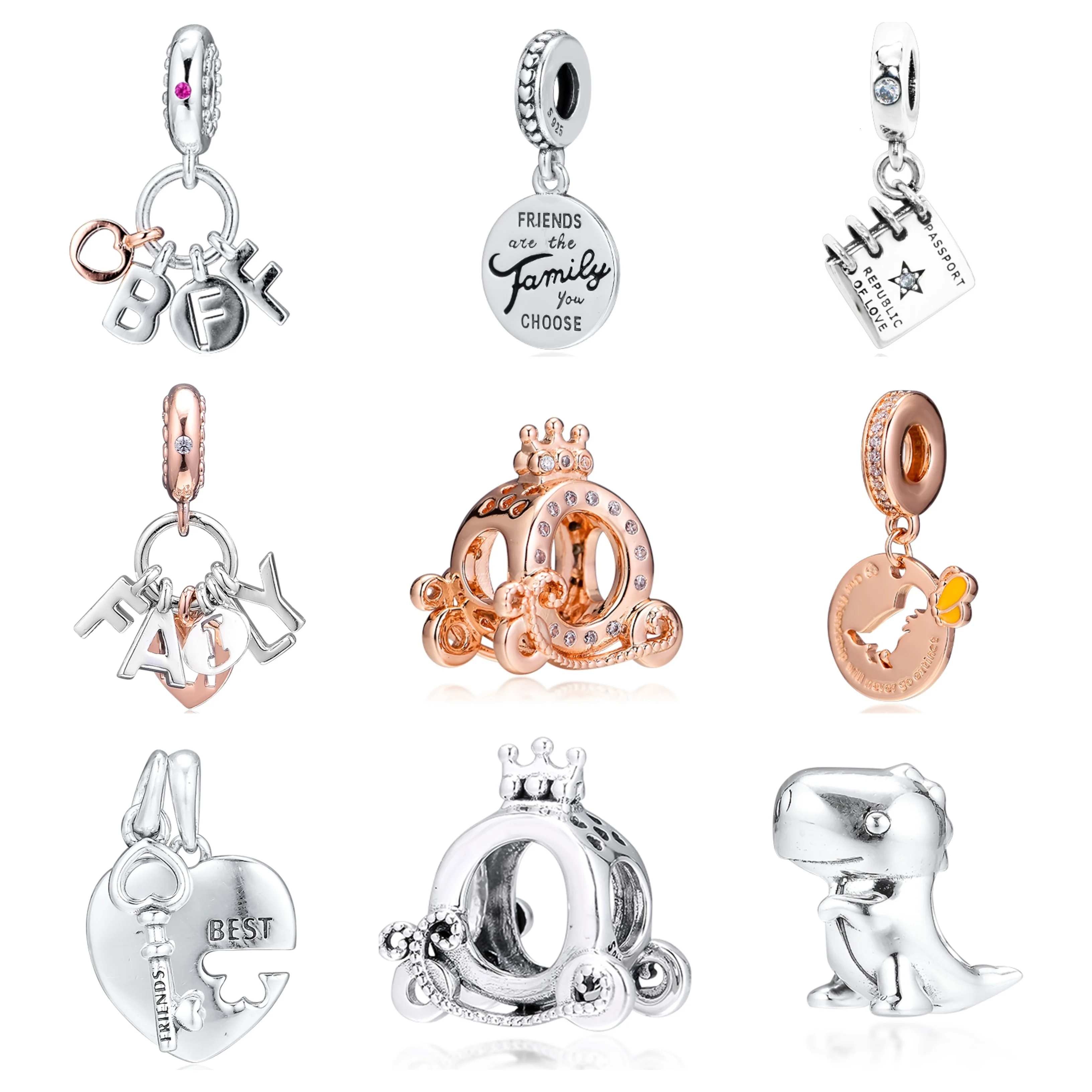Pave Dinosaur &amp Butterfly Spiritual Dreamcatcher Charm Dangle Authentic 925 Sterling Silver Fit Original Bracelet Women Gift DIY |