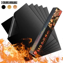 

5Pcs+Box Non-stick BBQ Grill Mat 40*33cm Baking Mat Cooking Grilling Sheet Heat Resistance Easily Cleaned Kitchen For Party US