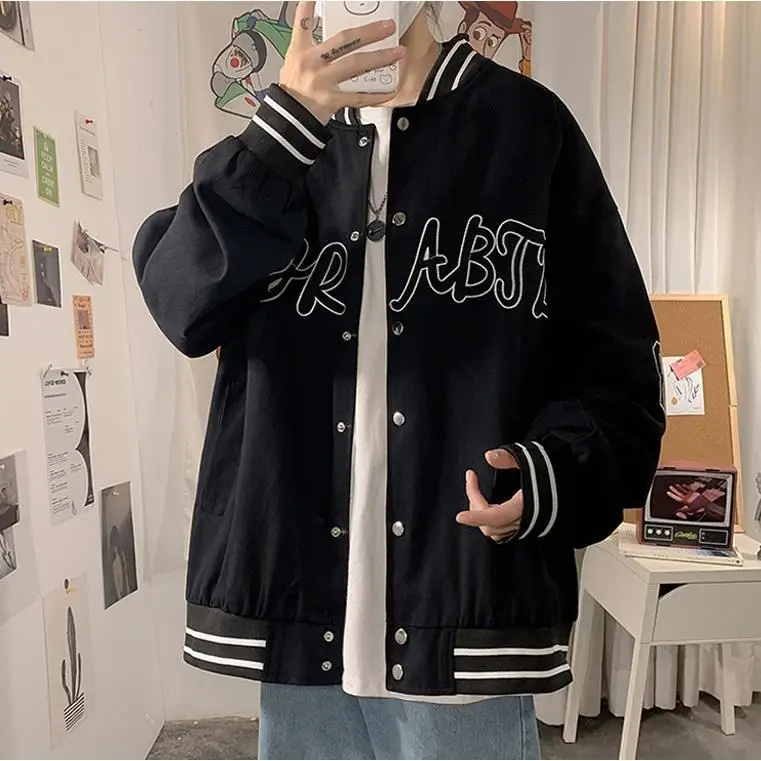 Chaqueta Bomber con letras empalmadas para mujer, uniforme de béisbol holgado, abrigo de invierno, novedad de 2021
