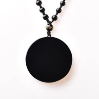 Natural Black Obsidian Stone Pendant Round Pendant Necklaces For Women Men Personalized Customization Fashion Jewelry 1