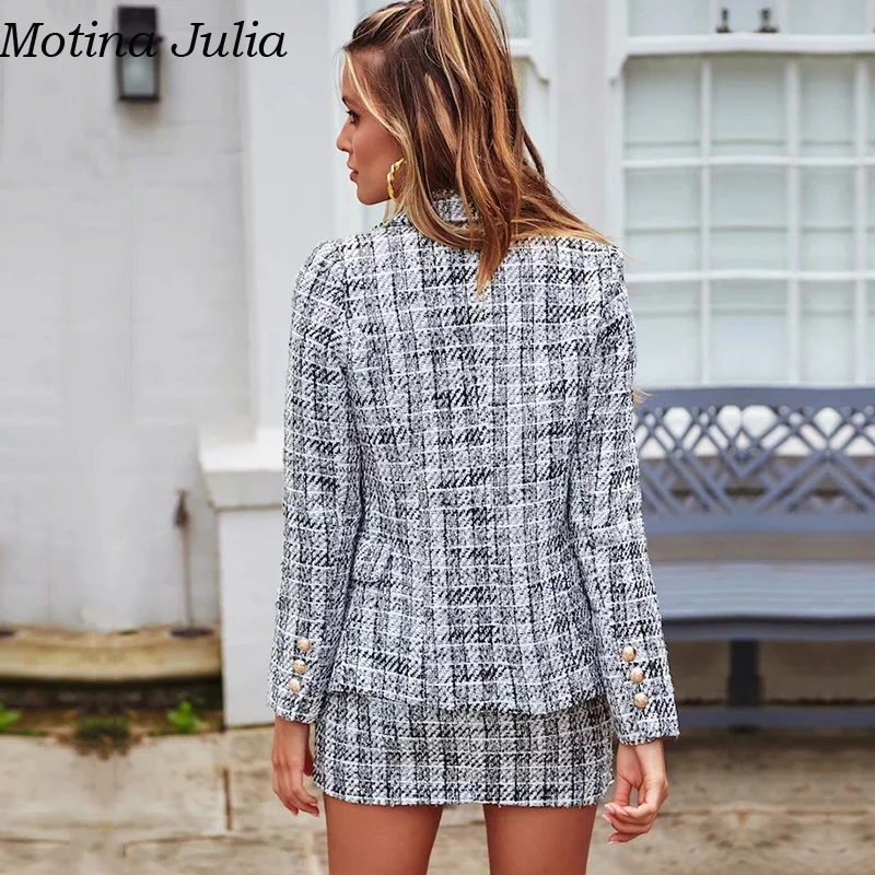 Motina Julia элегантный крутой Повседневный твидовый Блейзер женские осенне зимние