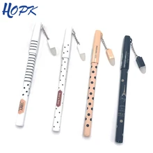 Пластиковые ручки в горошек 0,5 мм, черные/синие чернила, стираемая ручка, винтажная шариковая ручка в виде башни для детей, школьные принадлежности кавайи, канцелярские принадлежности