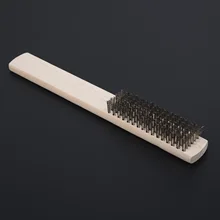 Проволочная щетина из нержавеющей стали, щетка для царапин 208 мм, инструмент для чистки металла, деревянная ручка