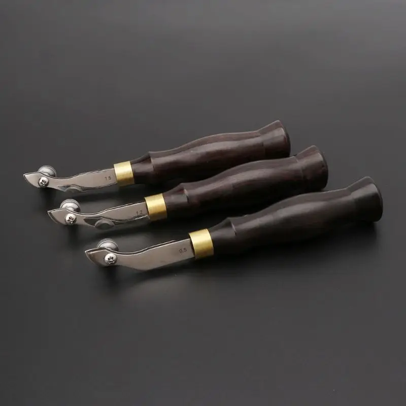 

Adjustable Stainless Steel Creaser Press Sideline Edge Ebony Handle Leather Craft Tool DIY 0.5/1.2/1.5mm D2TD