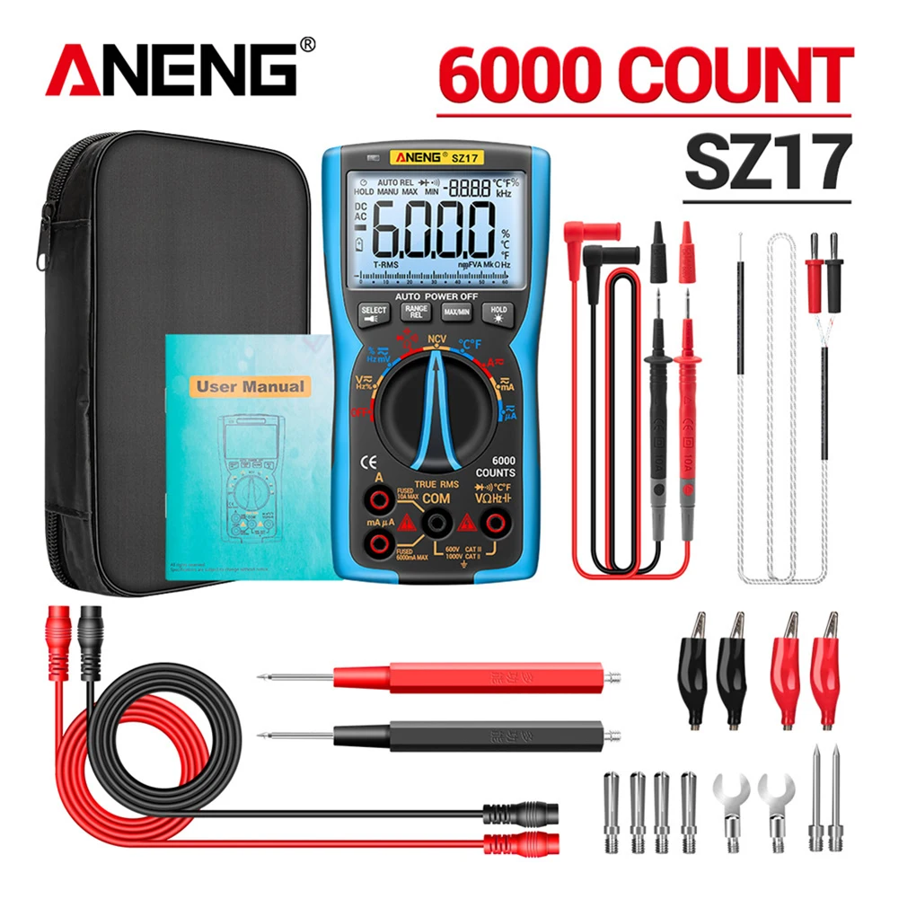 Цифровой мультиметр ANENG SZ17 детектор бесконтактного напряжения Lcr цифровой 6000 RMS