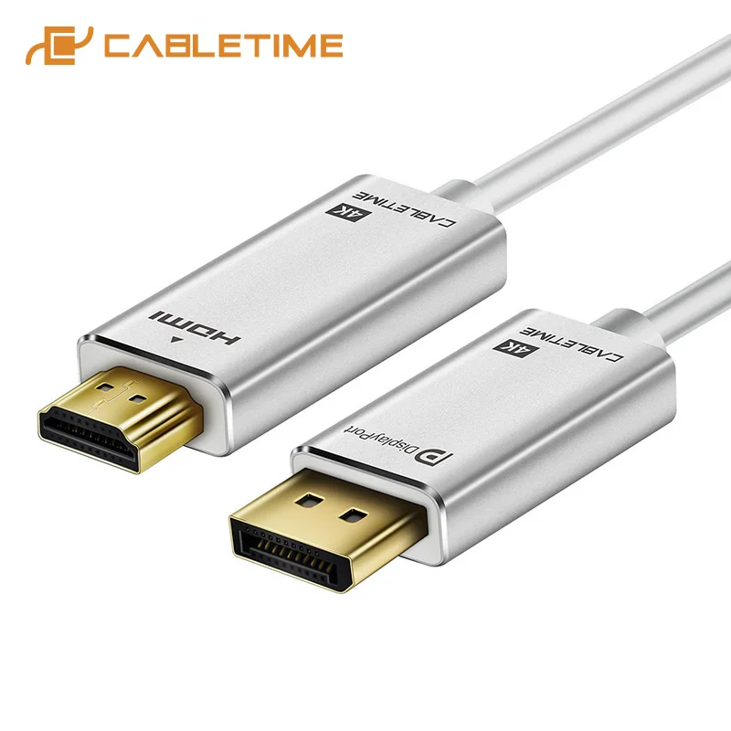 

CABLETIME DisplayPort To HDMI Cable 4K 30Hz DP To HDMI DP M/M Gold-Plated Pre DP 1.2 for HDTV Projector Laptop PC Monitor C085