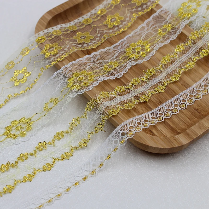 5 ярдов/партия тонкая вышитая Золотая кружевная лента|lace trim|gold lace trimsewing accessories |