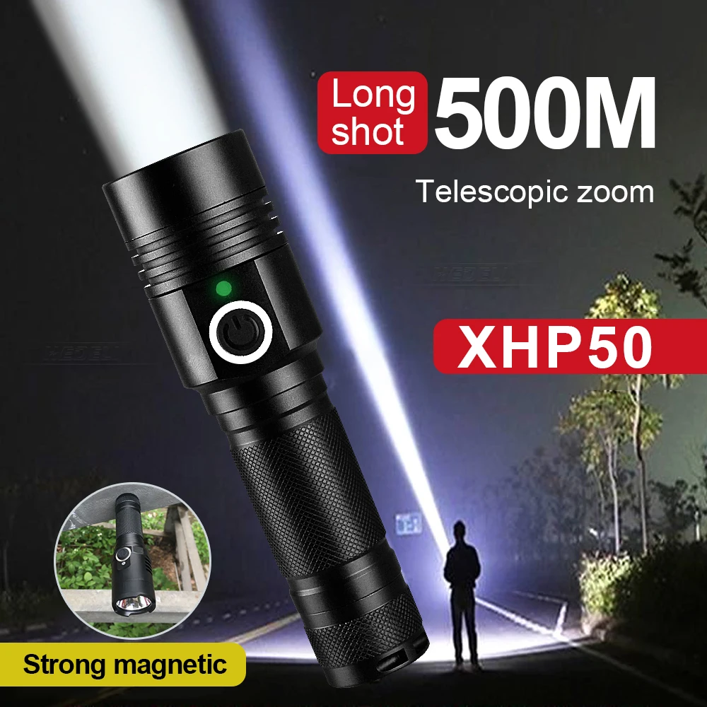 

Мини-яркий фонарик XHP50 USB аккумуляторная вспышка 18650 светодиодный фонарик с зумом открытый фонарь тактический портативный водонепроницаемый фонарь
