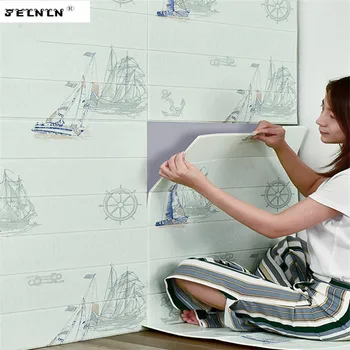 

Wood grain 3D wall stickers ceiling background wall refurbished wallpaper office bedroom living room crash foam 3D wall skirt