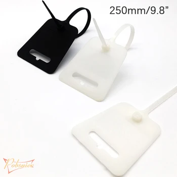 

100Pcs Plastic Blank Hang Tags with hole Disposable Seal Label Marker Plate White Black 250mm/9.8"