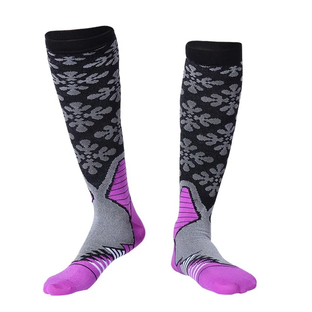 Повседневные Компрессионные носки унисекс с принтом для женщин и мужчин, анти усталость, облегчение боли, гольфы для мужчин и женщин, мягкие носки - Цвет: purple