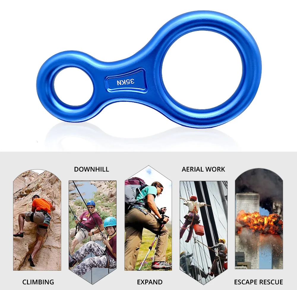 Climbing Rappel 8 Ring 35KN Figure 8 Word Aluminum Alloy Rope Descender Rappel Ring for Outdoor Climbing ​