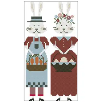 

Rabbit couple cartoon patterns Counted Cross Stitch 11CT 14CT 18CT DIY Chinese Cross Stitch Kits Embroidery Needlework Sets