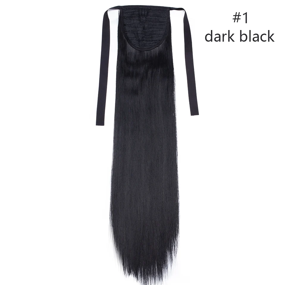 SNOILITE 18 ''длинная волнистая заколка для хвоста в одной части конский хвост наращивание волос шнурок синтетические накладные волосы с заколками - Цвет: dark black