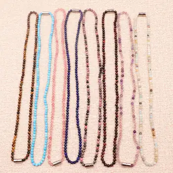 

Short Chain Necklace for Women Stone Quartzs Amazonite Fluorite Opal Amethysts Lapis Lazuli Beads Ethnic Choker Clavicle 16"A957