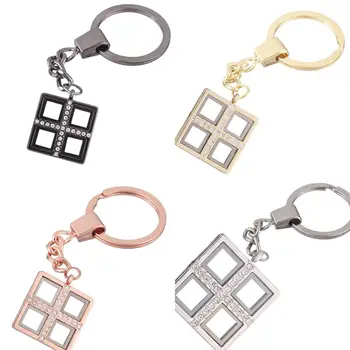 

10pcs/lot Mixed Large square Alloy crystal twist Memory Living Magnet Glass Key Ring Keychains Locket fit for Floating charms