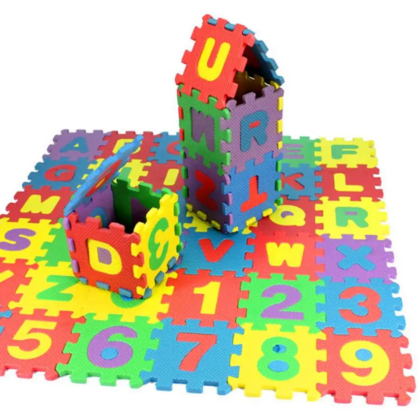 36 Pcs Children Mini EVA Foam Alphabet Letters Numbers Floor Soft Baby Mat 3D Puzzle Kids Educational Toys 5*5 набор для творчества puzzle foam создавай яркие стикеры и открытки гонки fm002