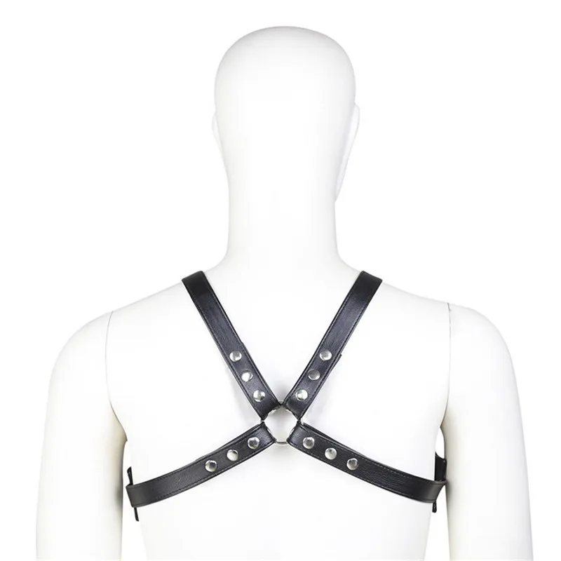 Leather Chest Garters For Male Sexy Punk Leather Thorax Shackle Strap Men Bondage Stocking Belt Bdsm Sexual Suspenders Lingerie