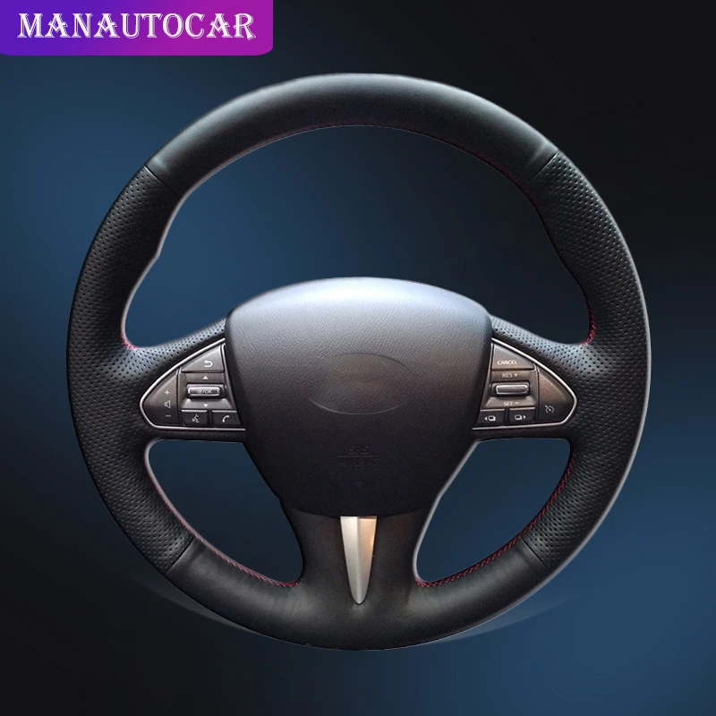 

Car Braid On The Steering Wheel Cover for Infiniti Q50 2014 2015 2016 2017 QX50 2015 2016 2017 Auto Leather Covers Car-styling