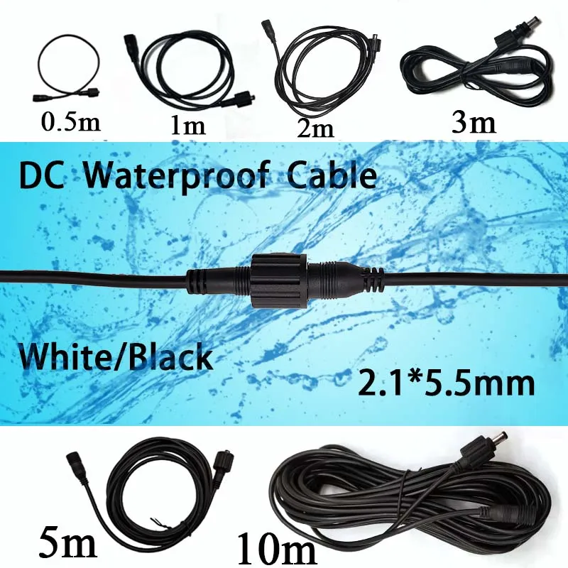 DCExtensionCableWaterproof2155mmMaleToFemalePowerCordWhite
