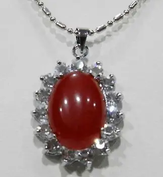 

Charming! Red Ruby & Crystal Egg-shaped Pendant Necklace
