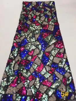 

French Nigerian sequins sequence 2019 African net tulle mesh voile lace fabric high quality for party wedding dress 5yards/lot