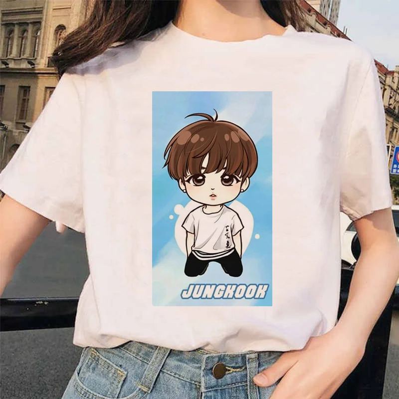 Harajuku JIN SUGA J HOPE JIMIN V JUNGKOOK футболка bangtan для мальчиков женская в Корейском стиле