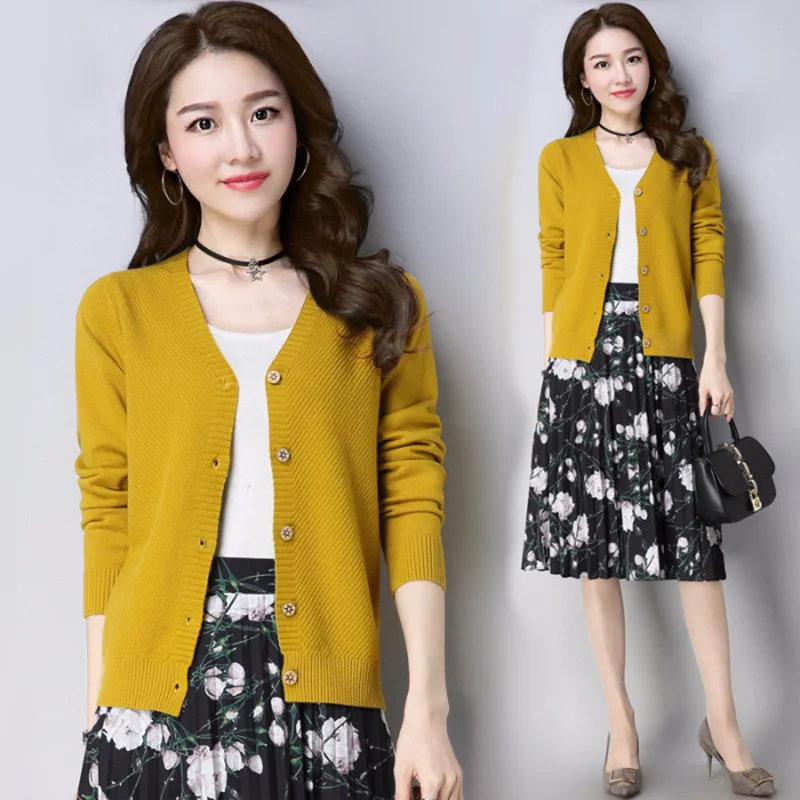 

New Cardigan Sweaters Female Rib Sweater Fashion Knitted Button Cardigan Top Women 2019 Autumn Korean Loose High Quality Tops