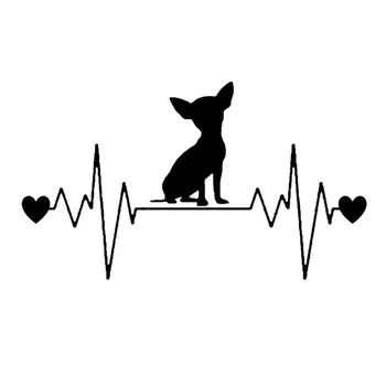 

Dawasaru Chihuahua Dog Heartbeat Lifeline Car Sticker Waterproof Decal Laptop Truck Motorcycle Auto Accessories PVC,19cm*10cm