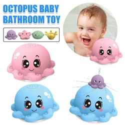 Jouets de bain pour bébé avec lumière colorée clignotante, lumière de bain sûre pour bébé, jouet mignon de pieuvre à pulvérisation d'eau 