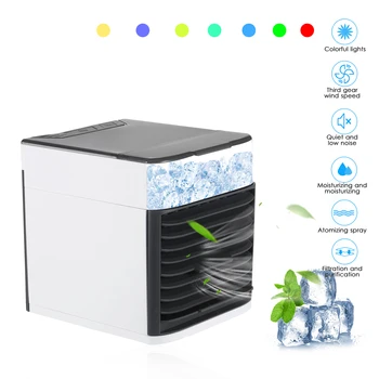 

Mini Air Conditioner Fan Noiseless Evaporative Air Humidifier USB Personal Conditioner 3-Speed LED Cooler Humidifier Purifier