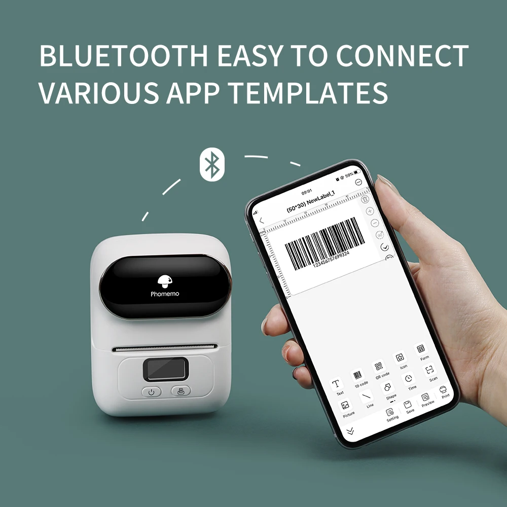 Phomemo M110 Small Label Maker Impresora Portable Wireless for Smart Phone Thermal Logo Sticker Printer Sticky Text Machine