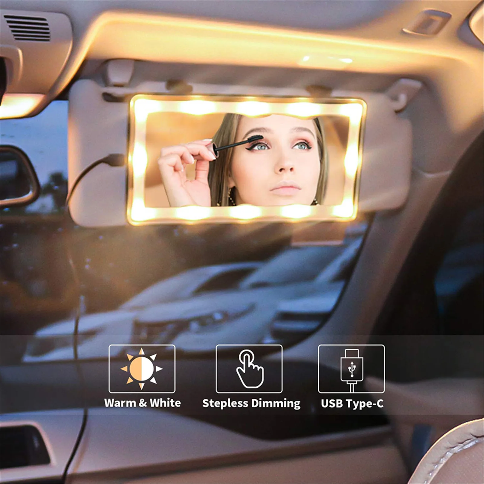 Miroir de courtoisie de voiture visat avec lumières led miroir de